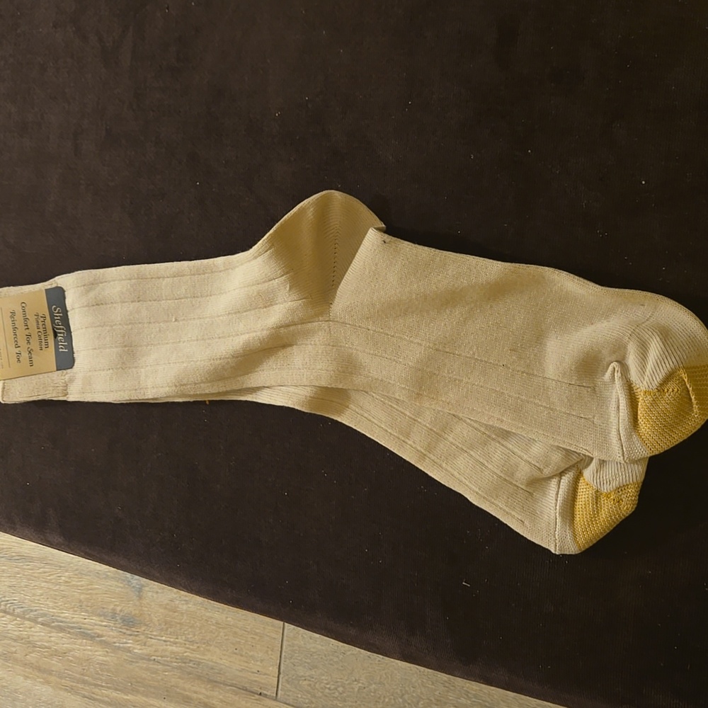 NWT Sheffield Men's Vintage Crew Socks Casual Rib Prima Cotton Blend Lot GoldToe